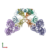 PDB entry 3ivk coloured by chain, front view.