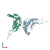 PDB entry 3ivl coloured by chain, front view.