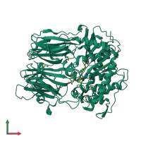 PDB entry 3ivm coloured by chain, front view.