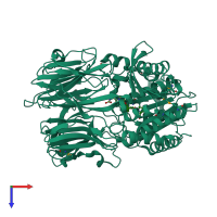 PDB entry 3ivm coloured by chain, top view.