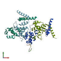 PDB entry 3ivp coloured by chain, front view.