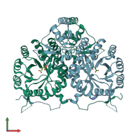 PDB entry 3ivu coloured by chain, front view.
