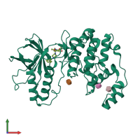 PDB entry 3iw6 coloured by chain, front view.