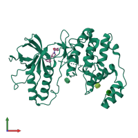 PDB entry 3iw7 coloured by chain, front view.