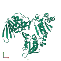 PDB entry 3iwa coloured by chain, front view.