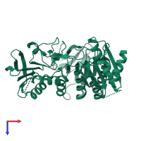 PDB entry 3iwa coloured by chain, top view.