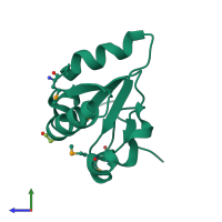 PDB entry 3iwh coloured by chain, side view.