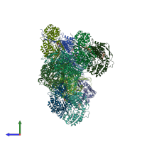 PDB entry 3iwk coloured by chain, side view.