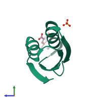 PDB entry 3iwl coloured by chain, side view.