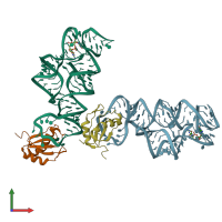 PDB entry 3iwn coloured by chain, front view.