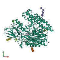 PDB entry 3iww coloured by chain, front view.