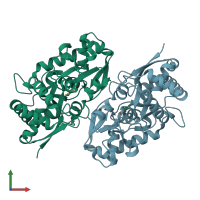 PDB entry 3ix1 coloured by chain, front view.