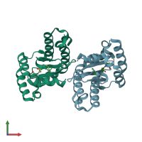 PDB entry 3ix3 coloured by chain, front view.