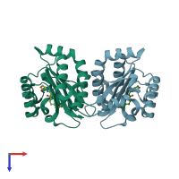 PDB entry 3ix3 coloured by chain, top view.