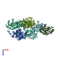 PDB entry 3ix4 coloured by chain, top view.