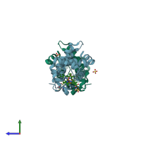 PDB entry 3ixf coloured by chain, side view.