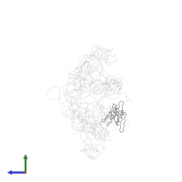 Small ribosomal subunit protein uS8 in PDB entry 3iy8, assembly 1, side view.