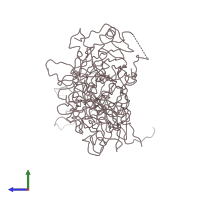 PDB entry 3iyc coloured by chain, side view.