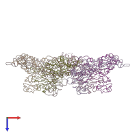 PDB entry 3iyh coloured by chain, top view.