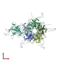 PDB entry 3iyj coloured by chain, front view.