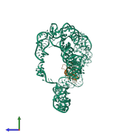 PDB entry 3iyq coloured by chain, side view.