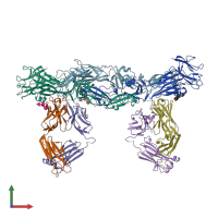 PDB entry 3iyw coloured by chain, front view.