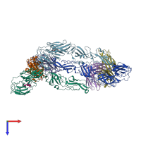 PDB entry 3iyw coloured by chain, top view.