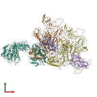 PDB entry 3iz3 coloured by chain, front view.