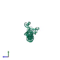 PDB entry 3izd coloured by chain, side view.