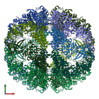 PDB entry 3izi coloured by chain, front view.