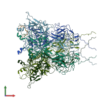 PDB entry 3izo coloured by chain, front view.