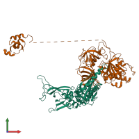 PDB entry 3izq coloured by chain, front view.