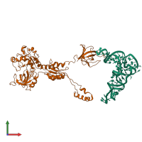 PDB entry 3izy coloured by chain, front view.