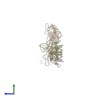 PDB entry 3j05 coloured by chain, side view.