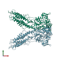 PDB entry 3j08 coloured by chain, front view.