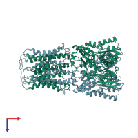 PDB entry 3j08 coloured by chain, top view.