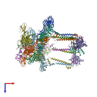 PDB entry 3j0c coloured by chain, top view.