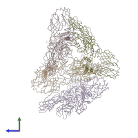 PDB entry 3j0f coloured by chain, side view.