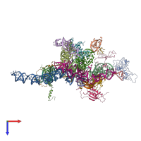 PDB entry 3j0o coloured by chain, top view.