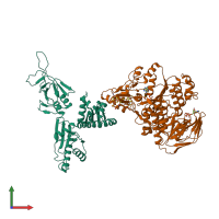 PDB entry 3j15 coloured by chain, front view.