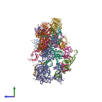 PDB entry 3j16 coloured by chain, side view.