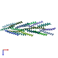 PDB entry 3j1r coloured by chain, top view.