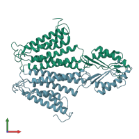 PDB entry 3j1z coloured by chain, front view.