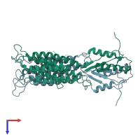 PDB entry 3j1z coloured by chain, top view.