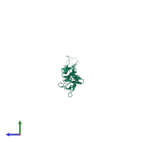 PDB entry 3j24 coloured by chain, side view.