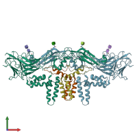 PDB entry 3j2p coloured by chain, front view.