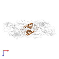 Small envelope protein M in PDB entry 3j2p, assembly 1, top view.