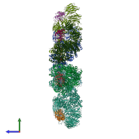 PDB entry 3j2t coloured by chain, side view.