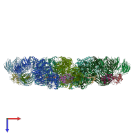 PDB entry 3j2t coloured by chain, top view.