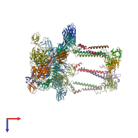 PDB entry 3j2w coloured by chain, top view.